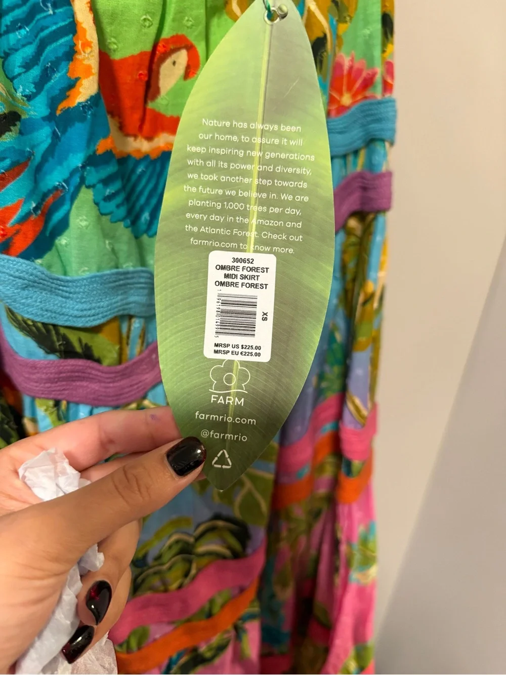 Farm RIO ombré forest midi maxi skirt XS